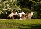 Paříž - květen 2012  Lucemburské zahrady - pařížští profesionální pohodáři : architektura, odpočinek, park, piknik
